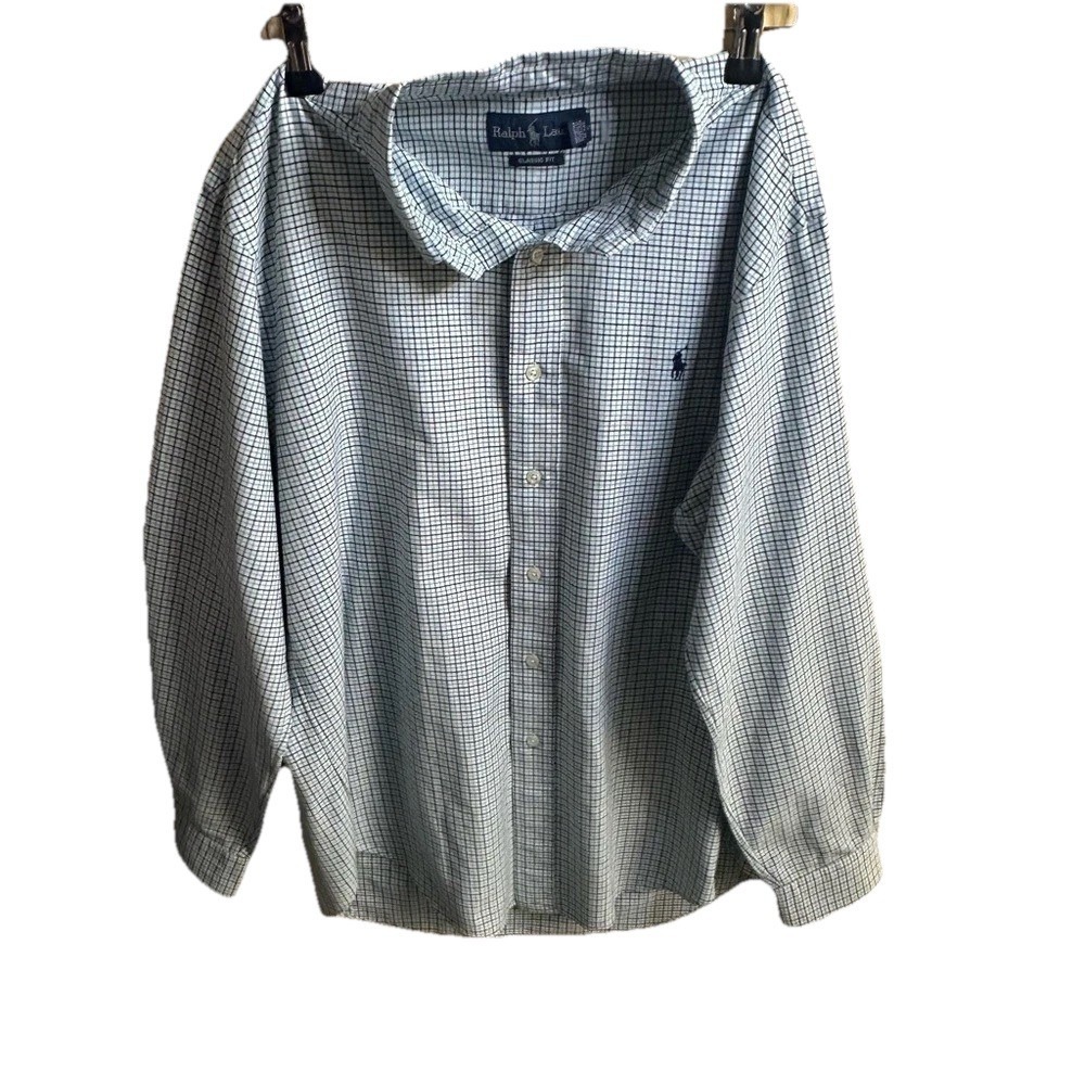 Ralph Lauren‎ Classic Fit Button Down Shirt Men's Plaid Check Long Sleeve Size L